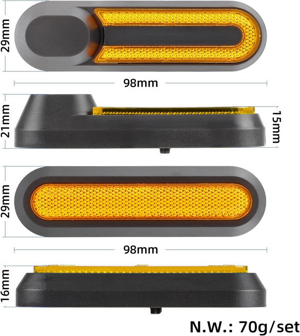Xiaomi 1S Pro 2 Mi 3 Reflektoren Vorne Hinten mit Halter Set